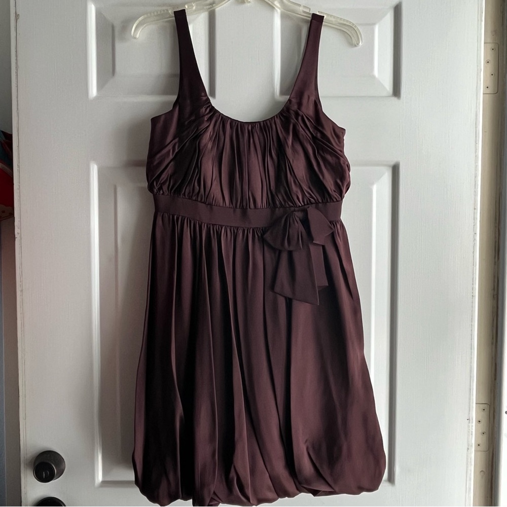 Laundry Shelli Segal Silk Dress Chocolate  Brown Bubble Hem Size 6
